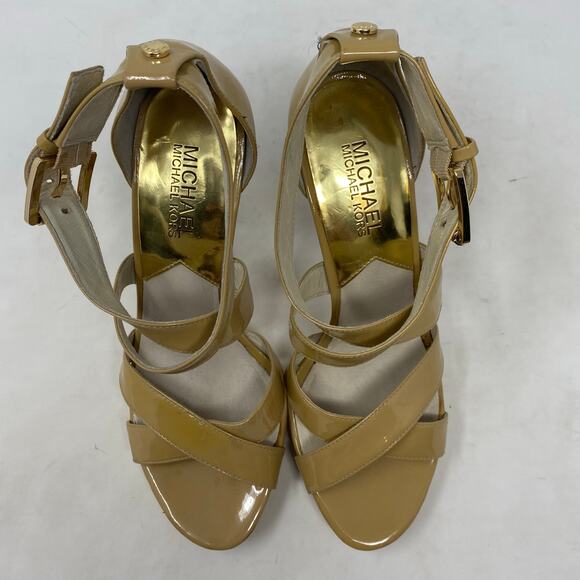Michael Kors Evie Platform Patent Sandals Heels Womens Size 7 - Picture 4 of 8